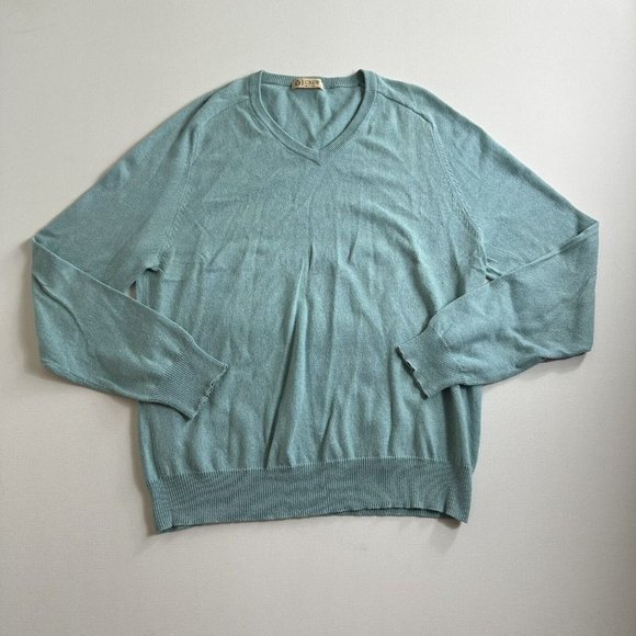 J.Crew Cashmere Blend Soft Knit Pullover V Neck Sweater Mens Large‎ Preppy Blue - Picture 1 of 8